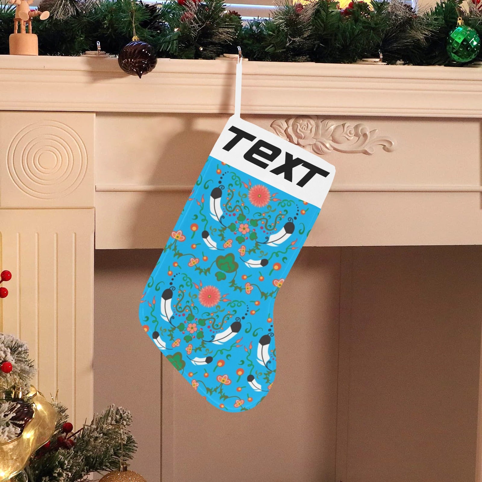 New Growth Bright Sky Christmas Stocking (Custom Text on The Top)