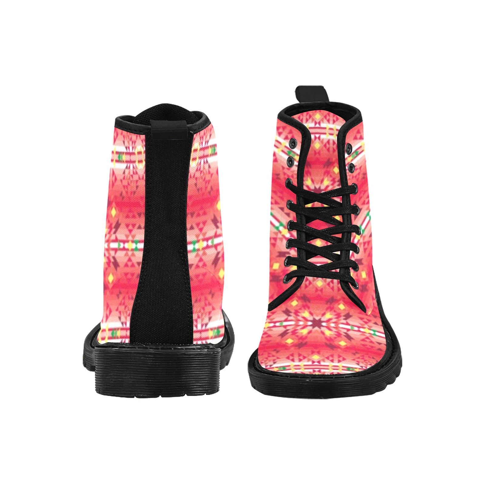 Red Pink Star Boots for Men (Black)