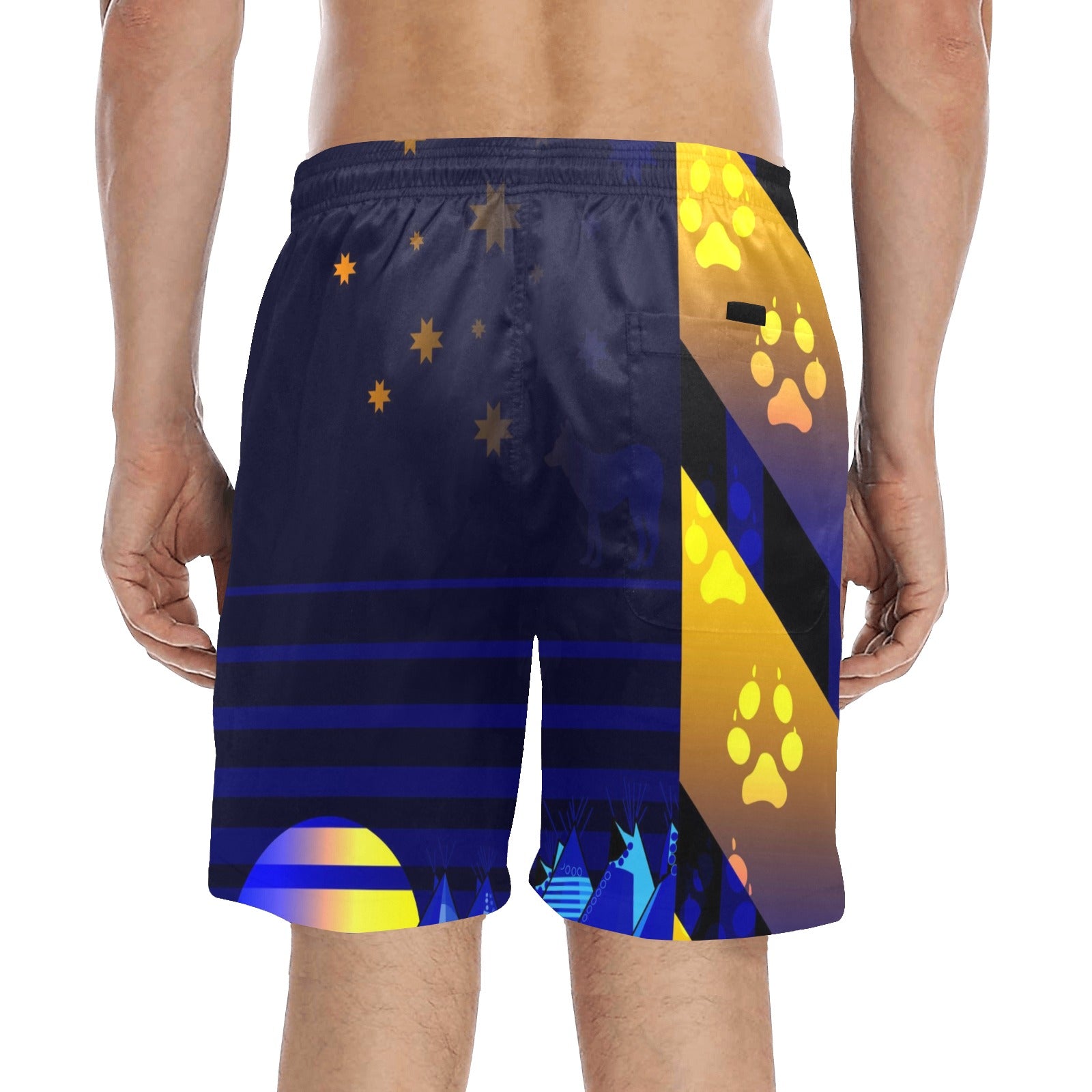 Wolf Star Men's Mid-Length Beach Shorts