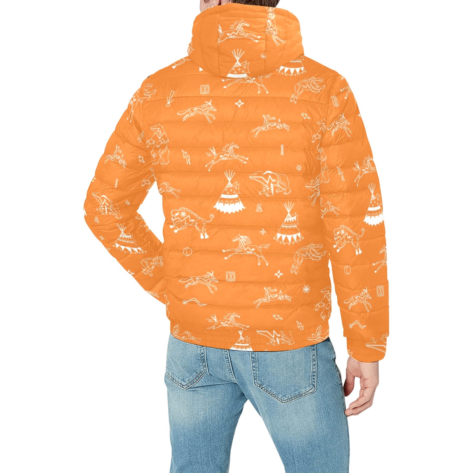 Ledger Dabbles Orange Men's Padded Hooded Jacket