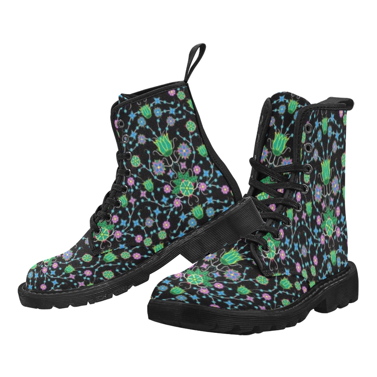 Floral Damask Garden Boots for Men (Black)
