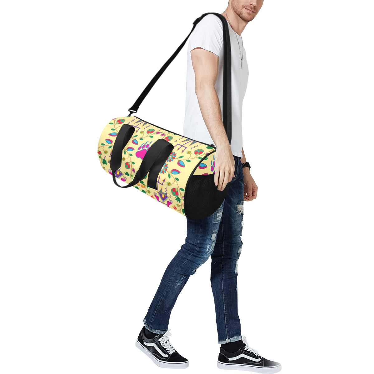 Geometric Floral Fall - Vanilla Duffle Bag