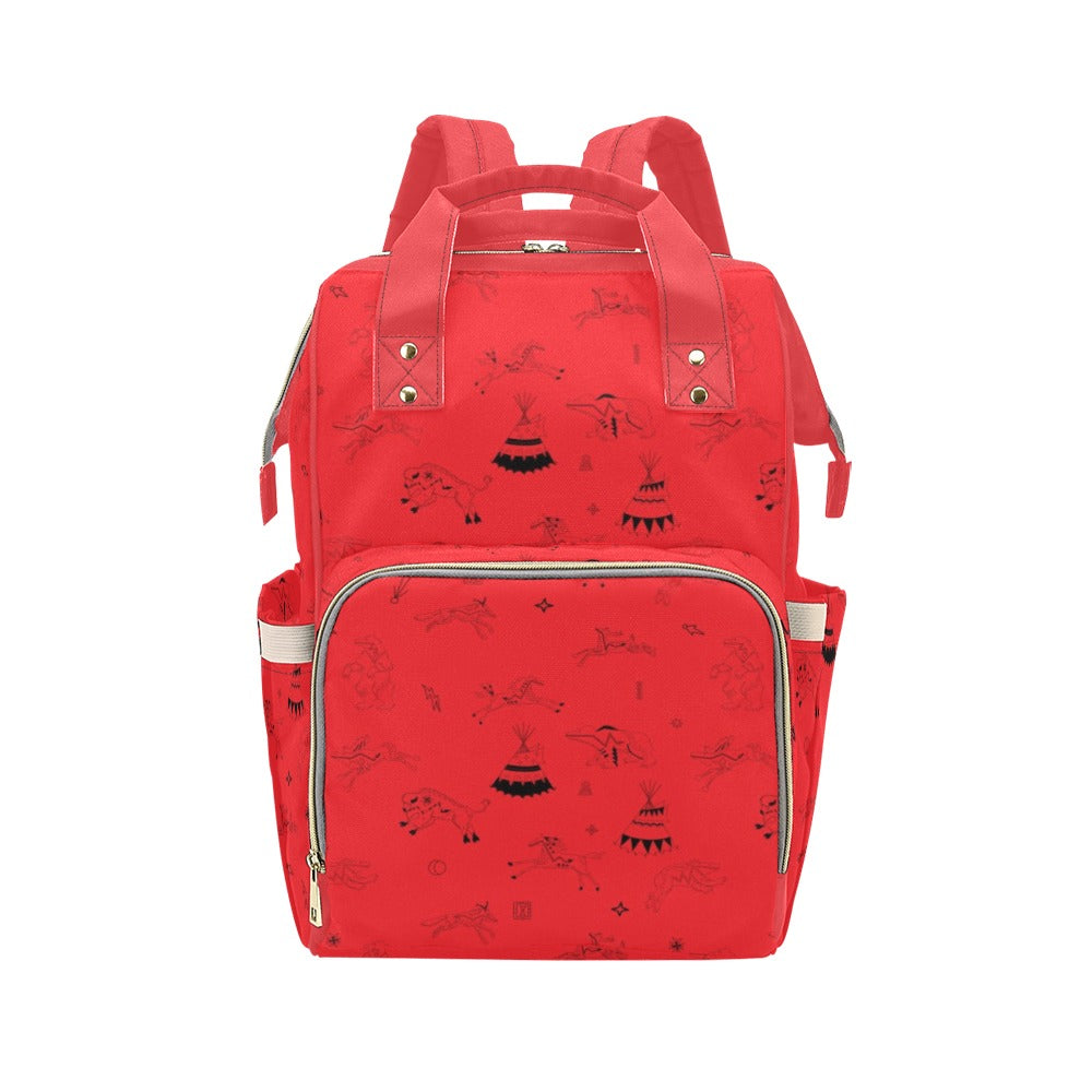 Ledger Dabbles Red Multi-Function Diaper Backpack/Diaper Bag