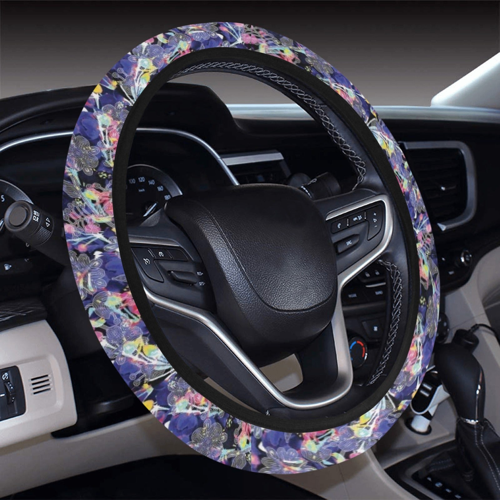 Culture in Nature Blue Steering Wheel Cover with Elastic Edge