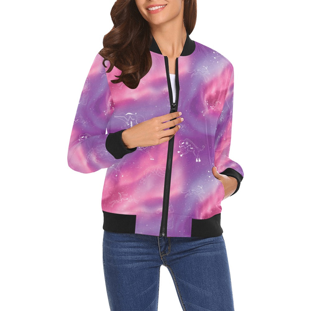 Animal Ancestors 7 Aurora Gases Pink and Purple Bomber Jacket for Women