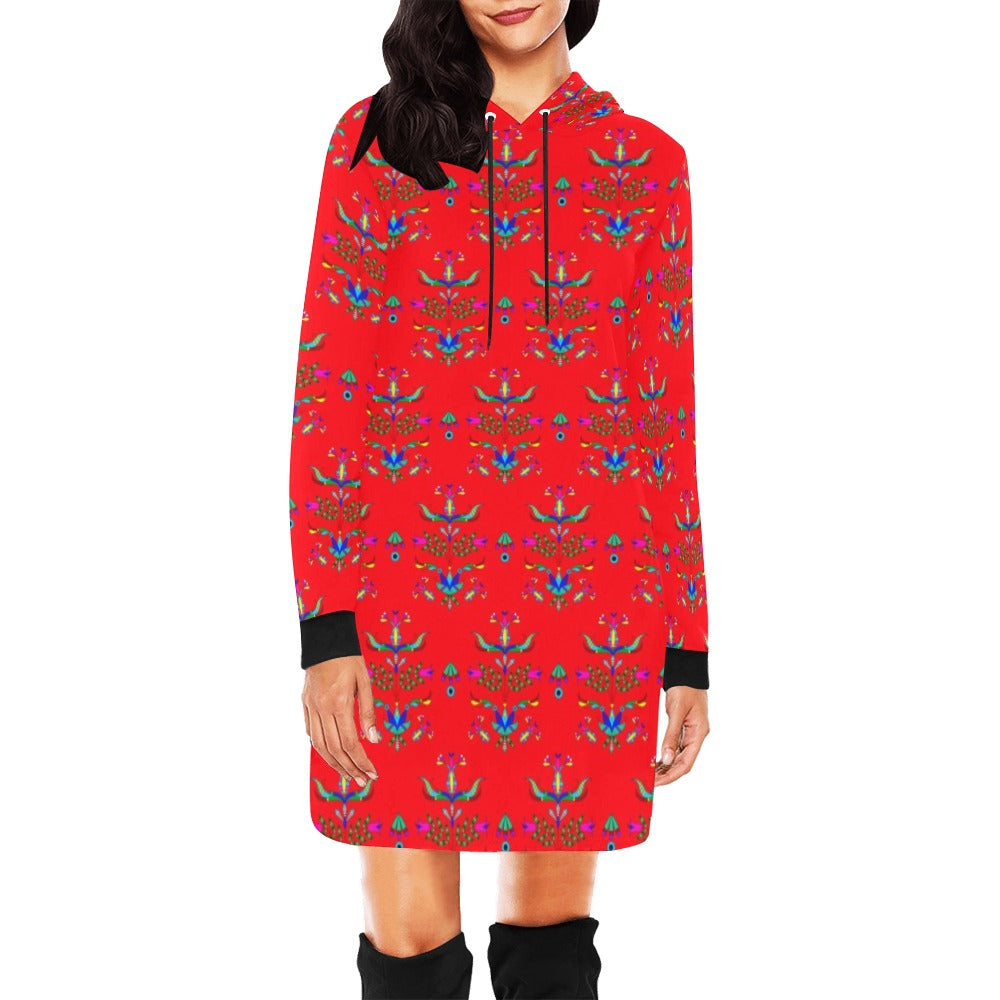 Dakota Damask Red Hoodie Dress