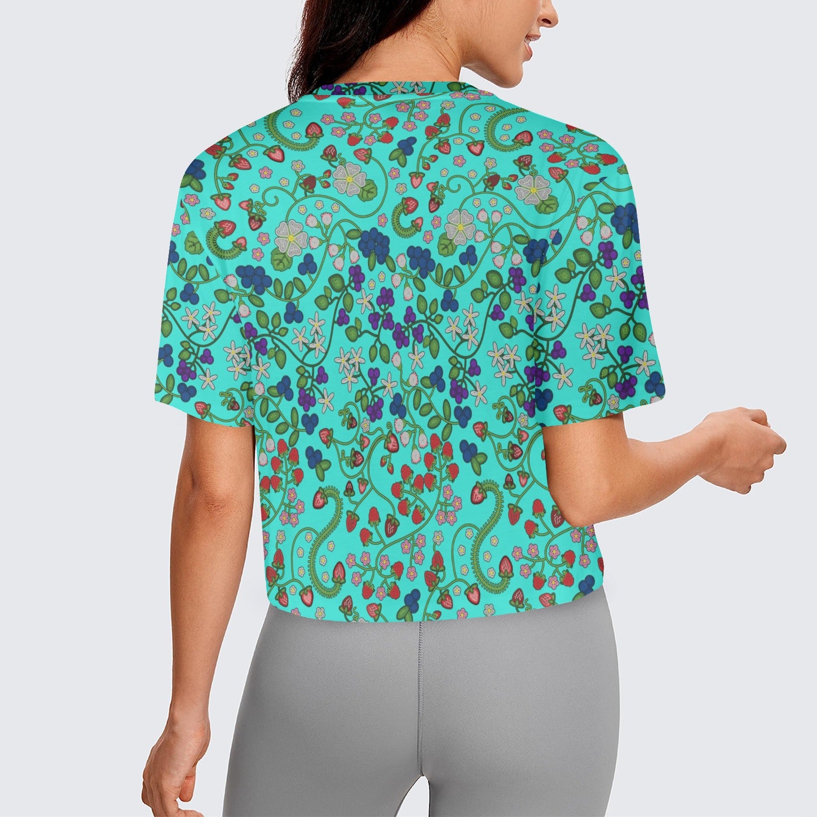 Grandmother Stories Turquoise Women's Cropped T-shirt