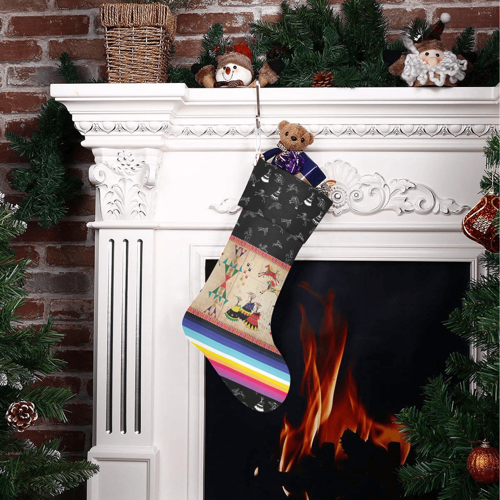 Horses Running Black Sky Christmas Stocking