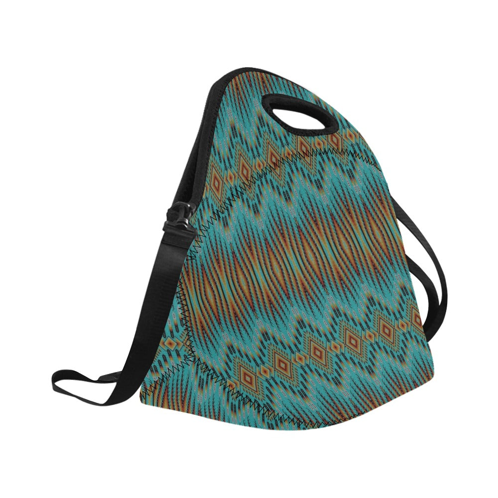 Fire Feather Turquoise Neoprene Lunch Bag/Large