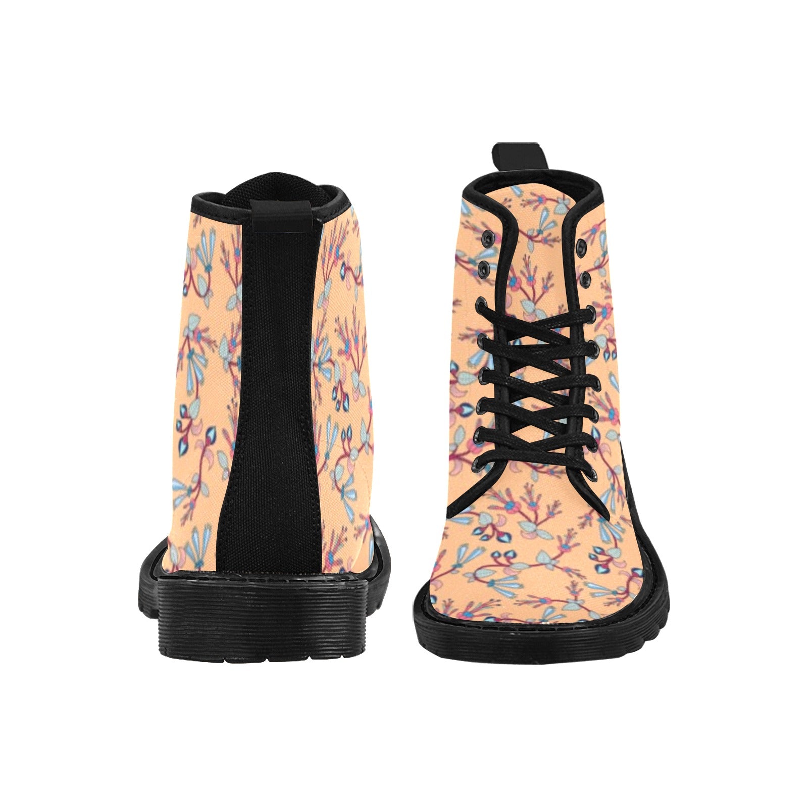 Swift Floral Peache Boots for Women (Black)