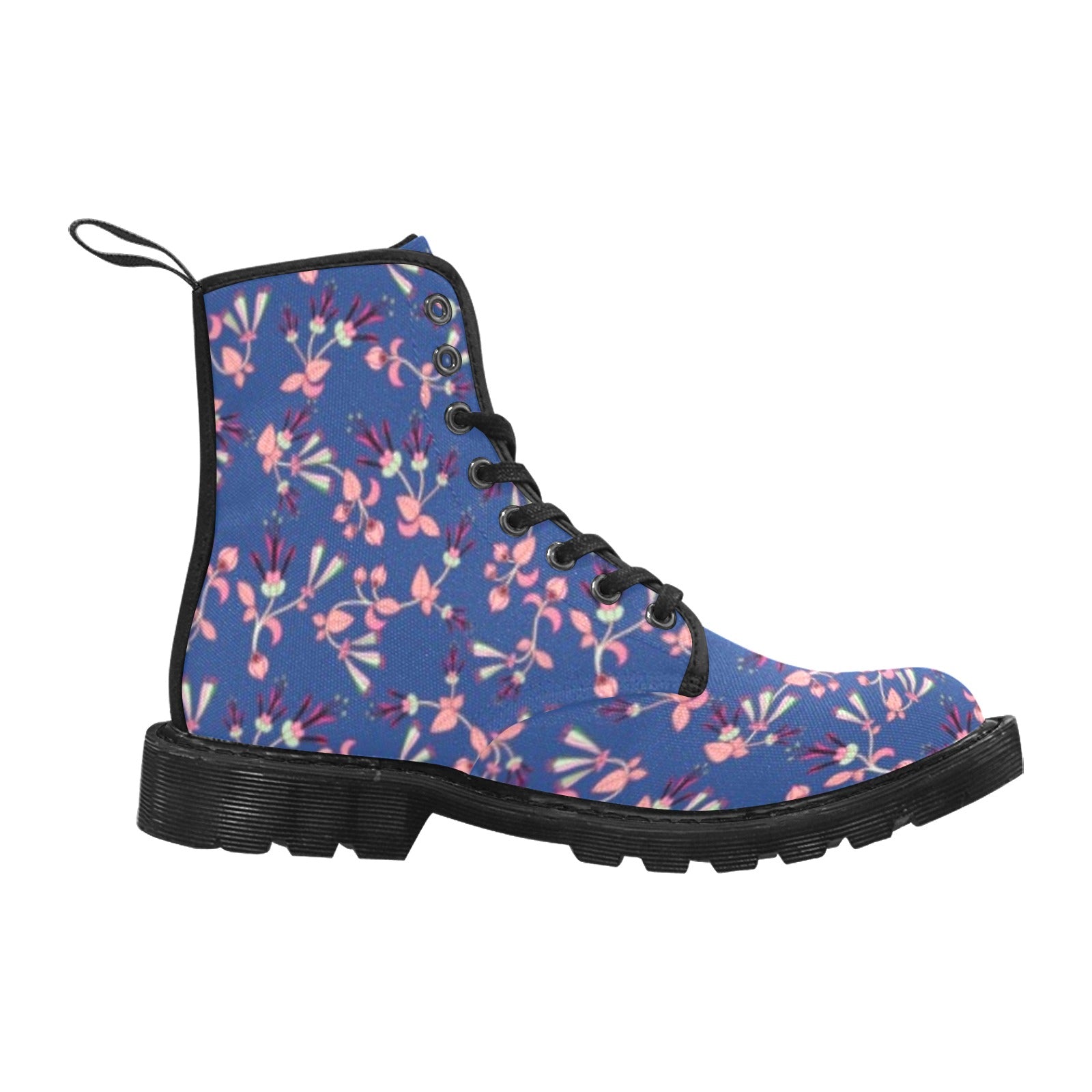 Swift Floral Peach Blue Boots for Men (Black)