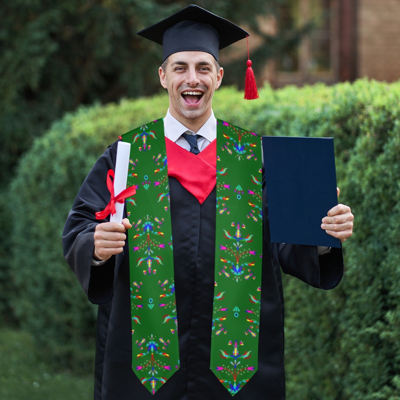 Dakota Damask Green Graduation Stole