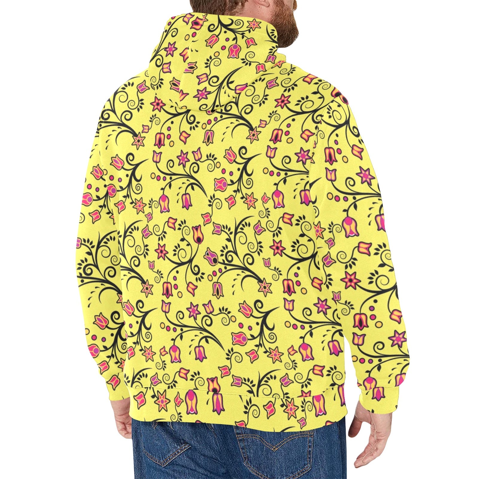 Key Lime Star Men's Long Sleeve Fleece Hoodie