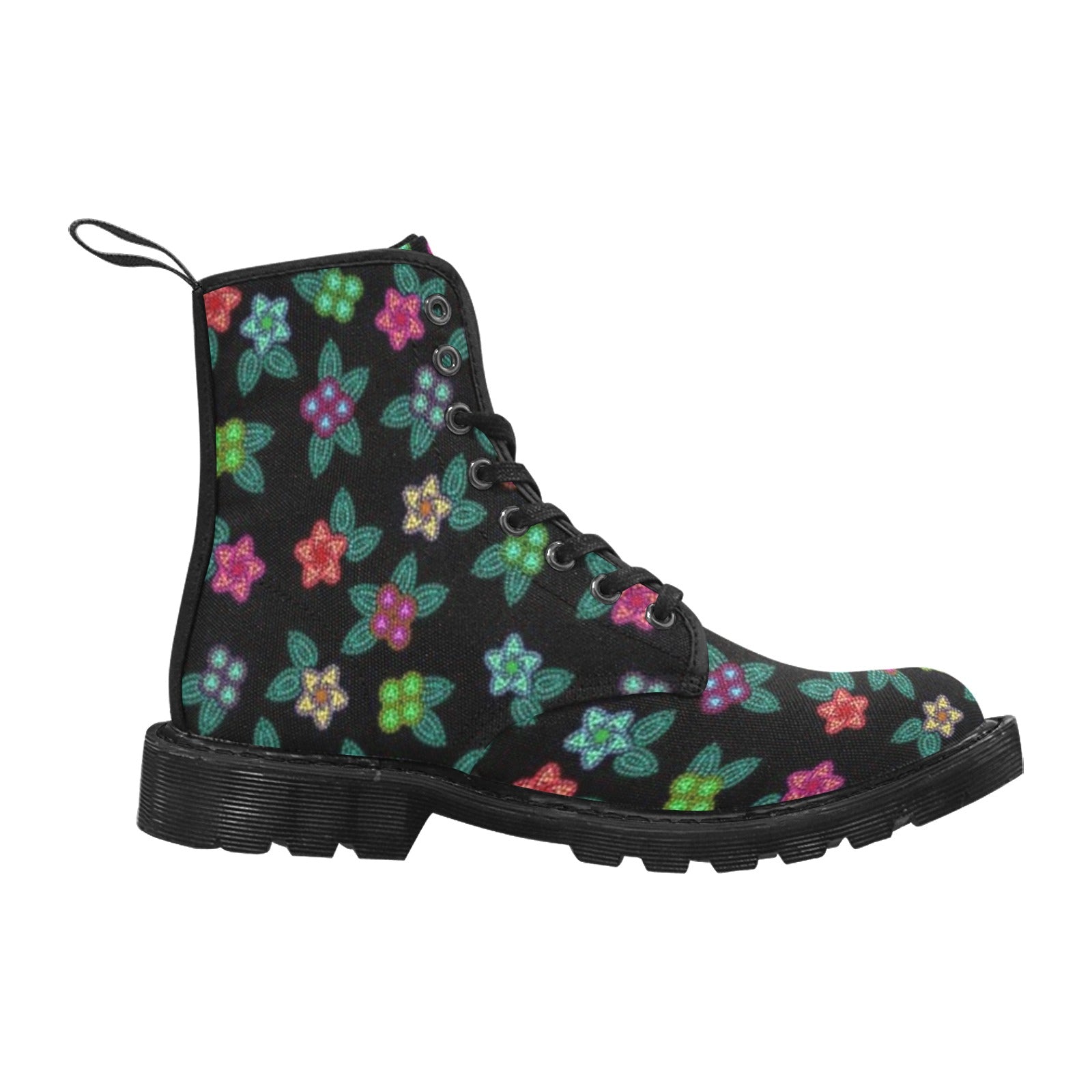 Berry Flowers Black Boots for Men (Black)