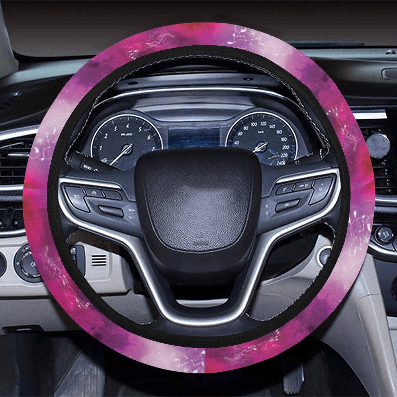 Animal Ancestors 8 Gaseous Clouds Pink and Red Steering Wheel Cover with Elastic Edge