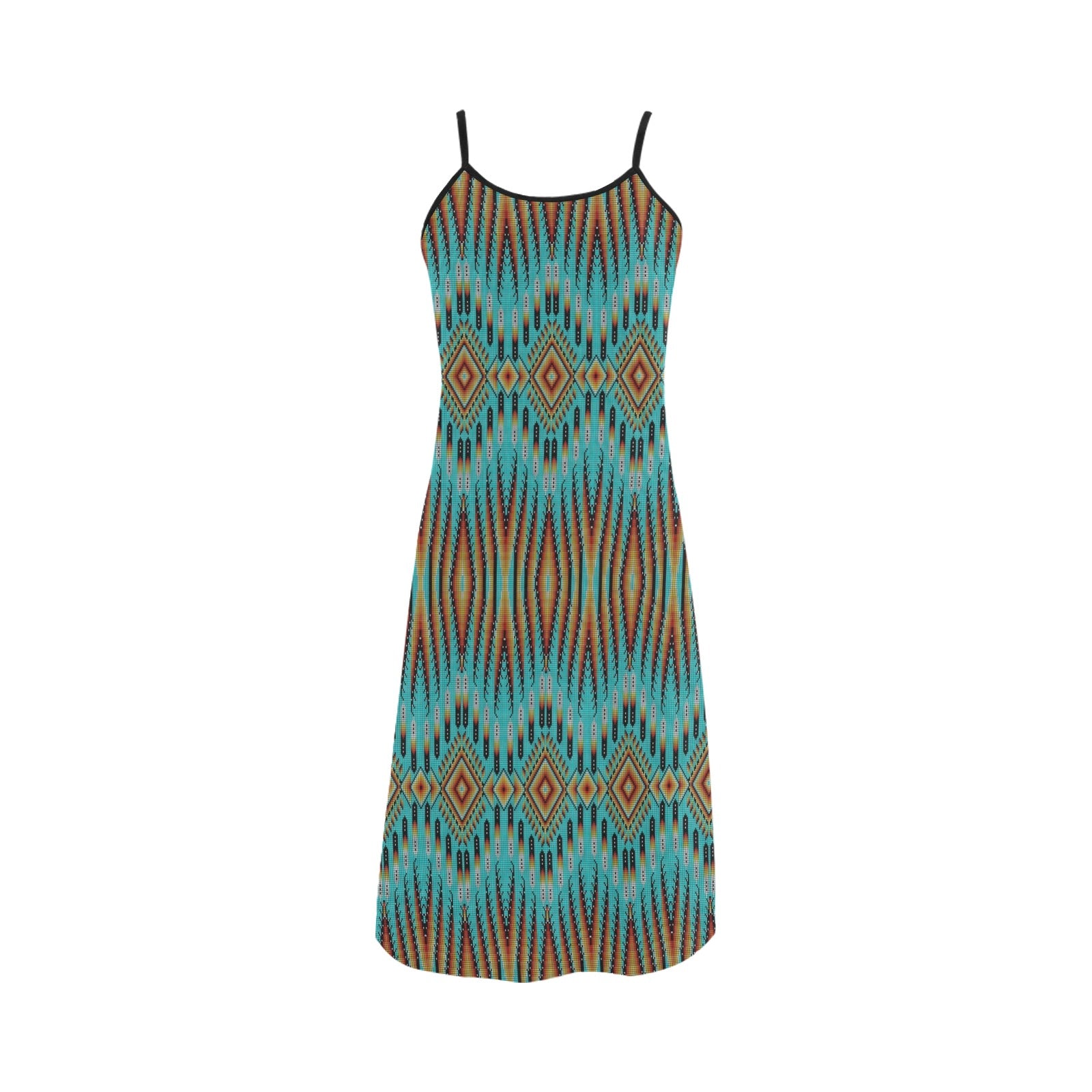 Fire Feather Turquoise Alcestis Slip Dress