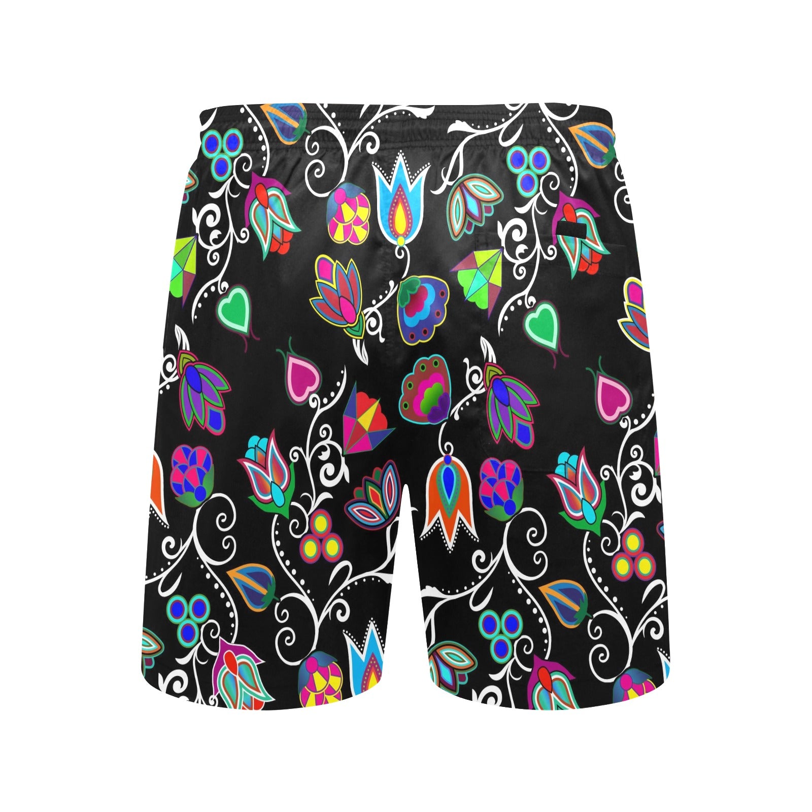 Indigenous Paisley Black Men's Mid-Length Beach Shorts