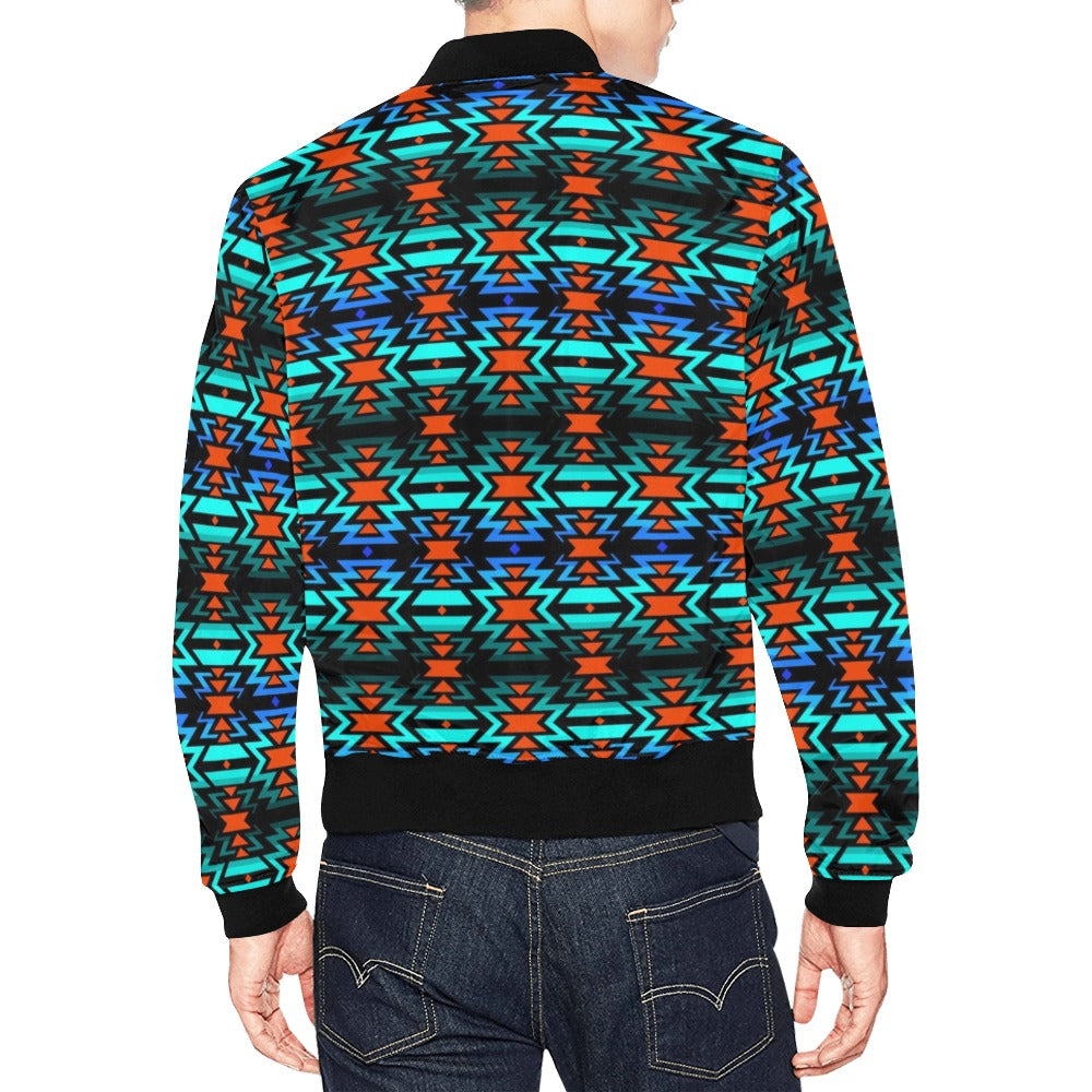 Black Fire and Glowing Meteor Bomber Jacket for Men