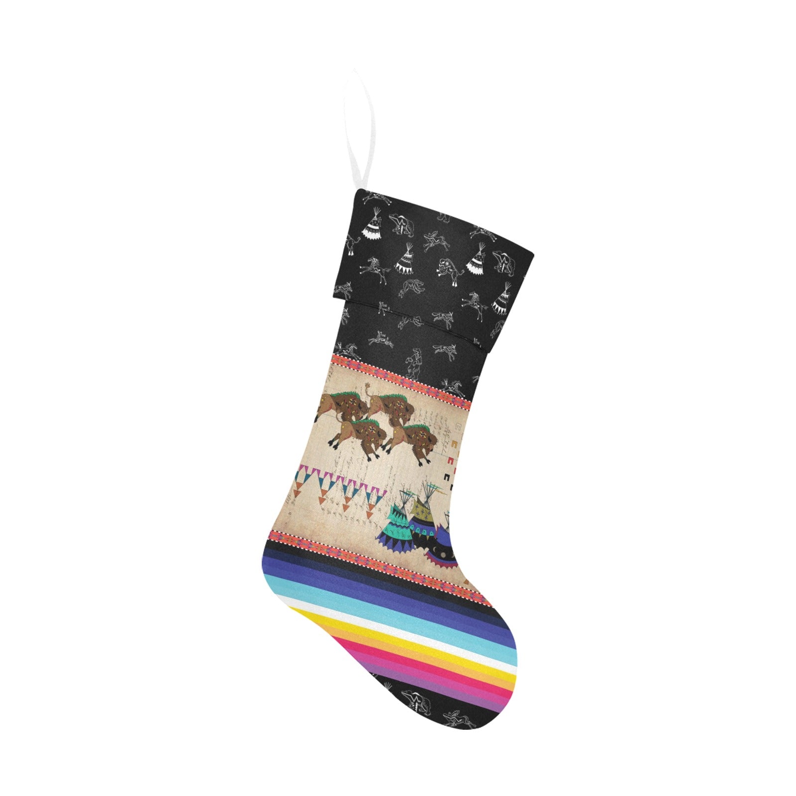 Buffalos Running Black Sky Christmas Stocking