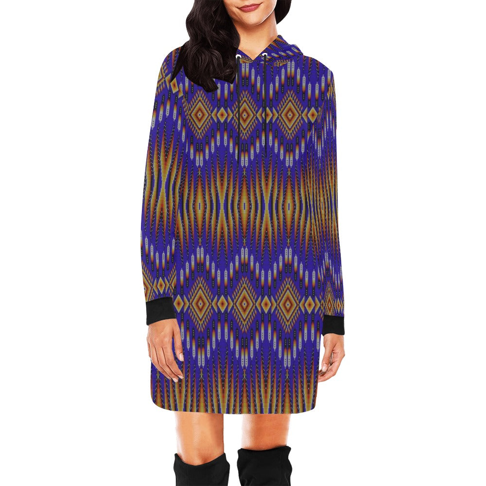 Fire Feather Blue Hoodie Dress