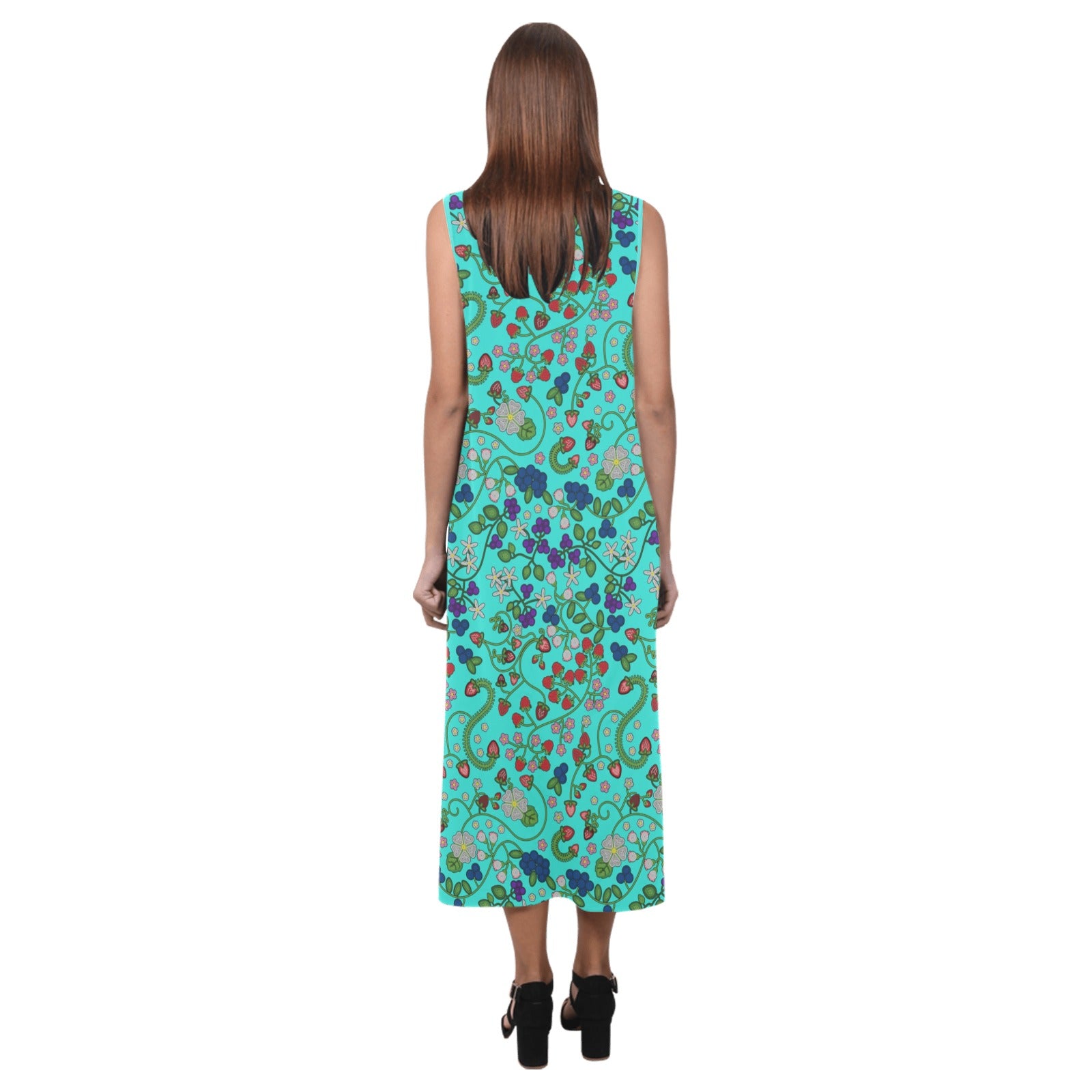 Grandmother Stories Turquoise Phaedra Sleeveless Open Fork Long Dress