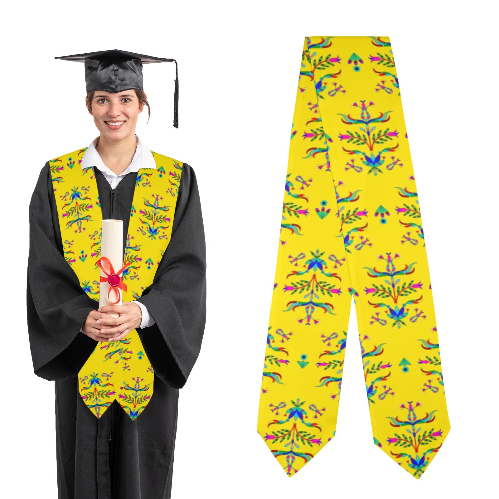 Dakota Damask Yellow Graduation Stole