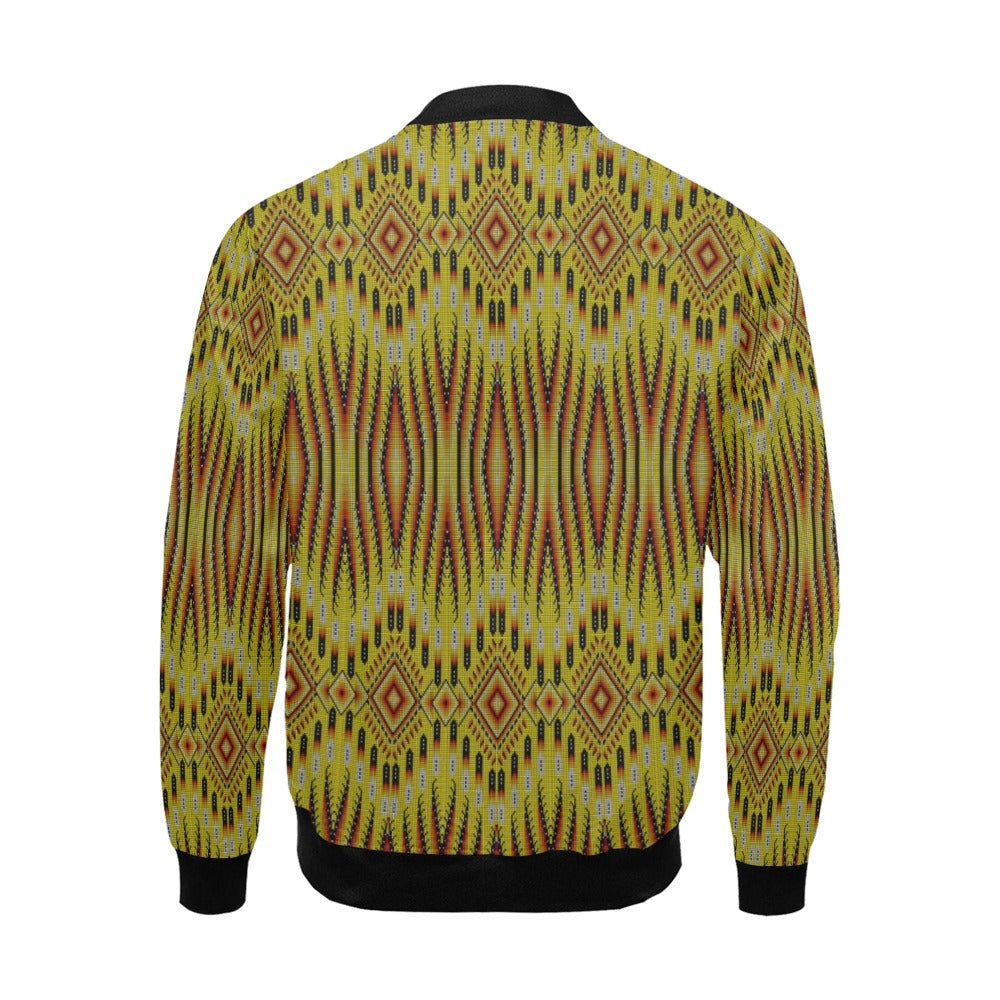 Fire Feather Yellow All Over Print Bomber Jacket for Men