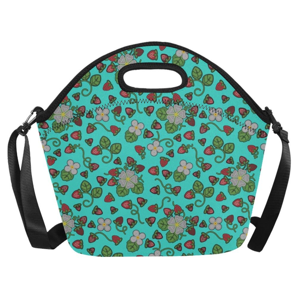 Strawberry Dreams Turquoise Neoprene Lunch Bag/Large