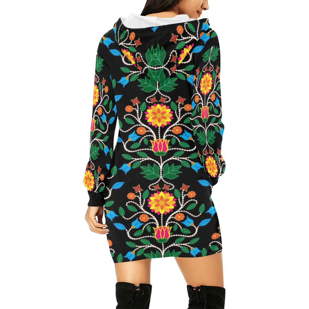 Floral Beadwork Four Clans Hoodie Dress