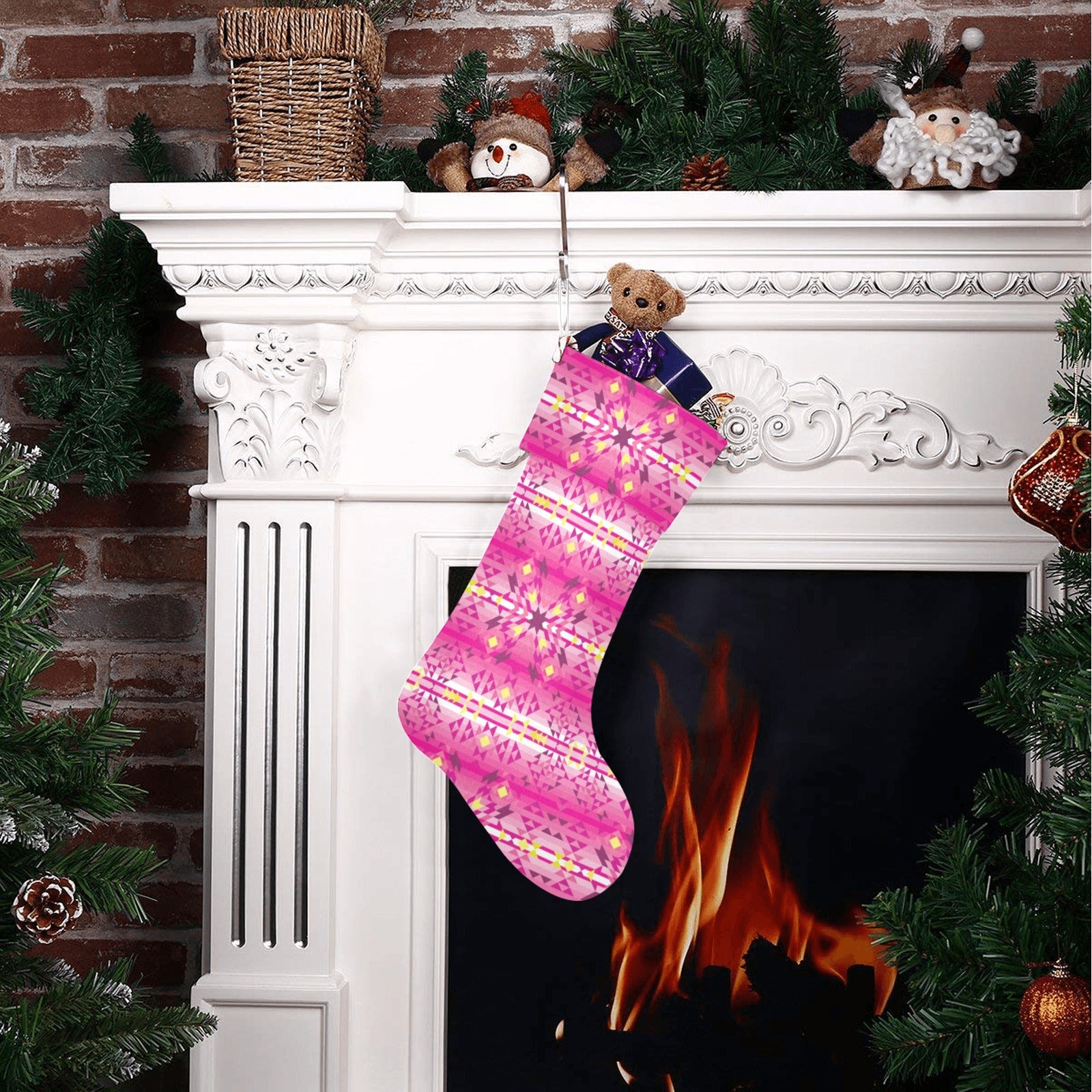 Pink Star Christmas Stocking