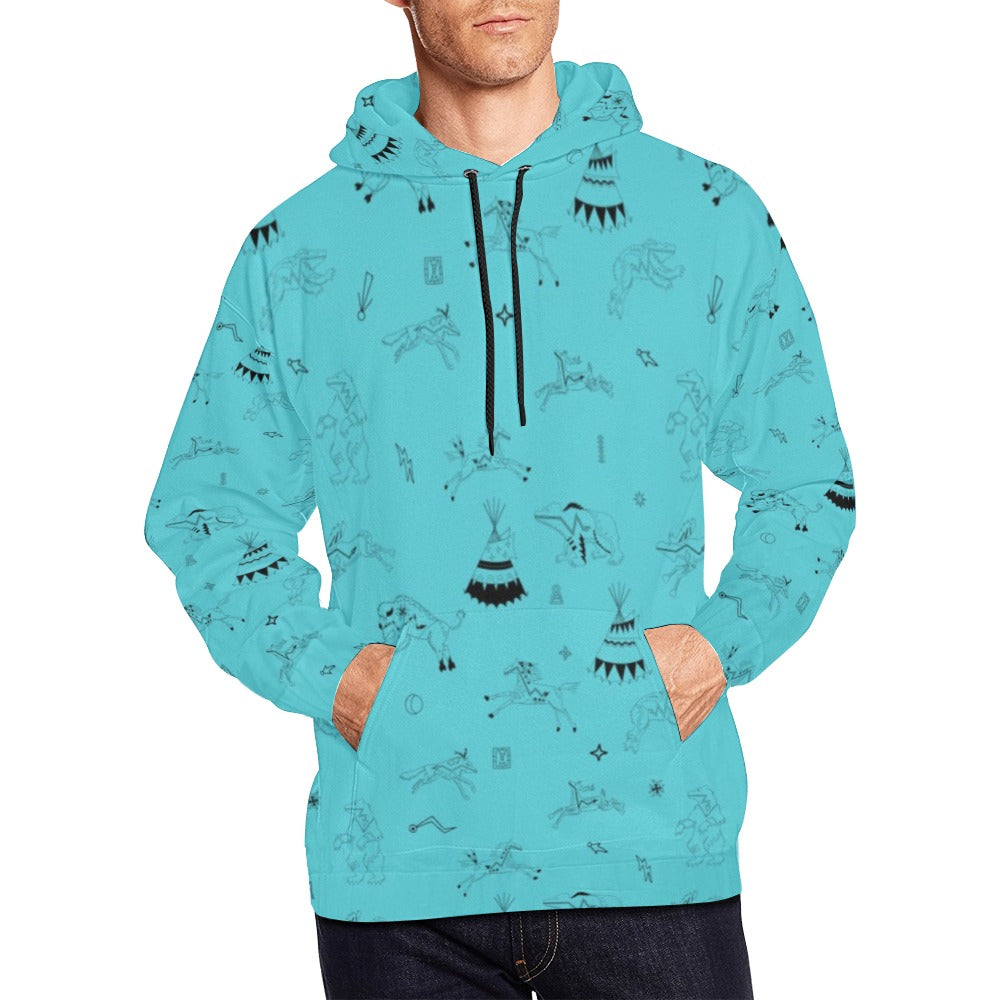 Ledger Dabbles Torquoise Hoodie for Men (USA Size)