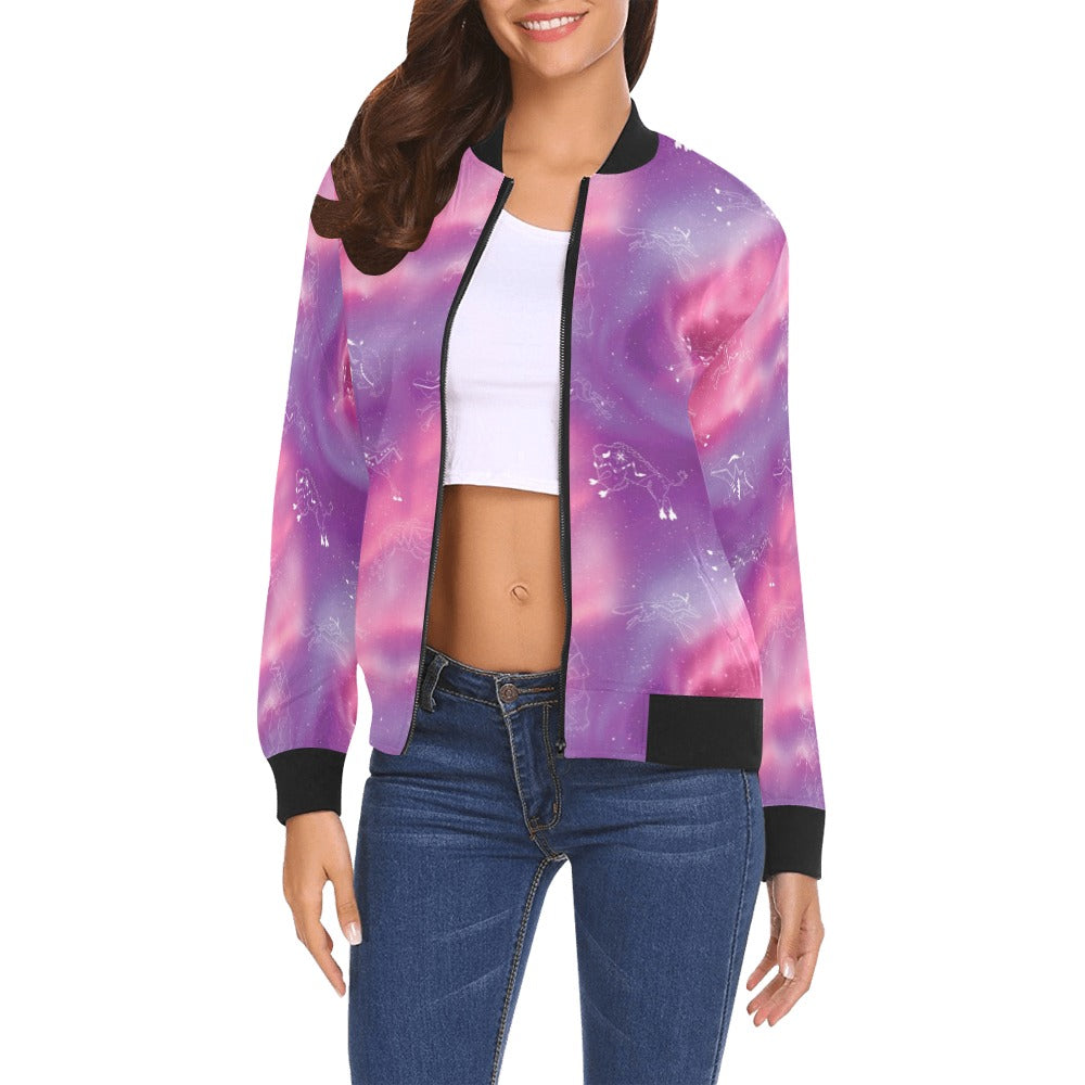 Animal Ancestors 7 Aurora Gases Pink and Purple Bomber Jacket for Women