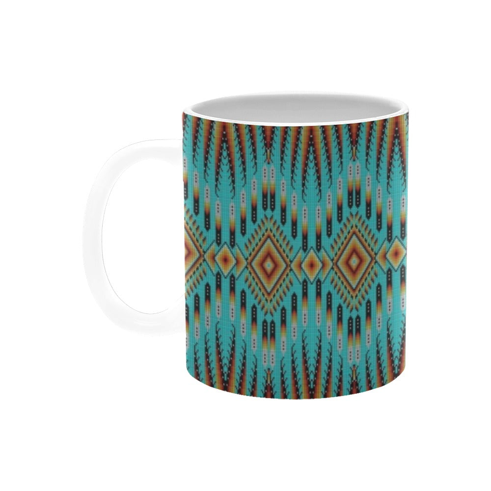 Fire Feather Turquoise White Mug(11OZ)