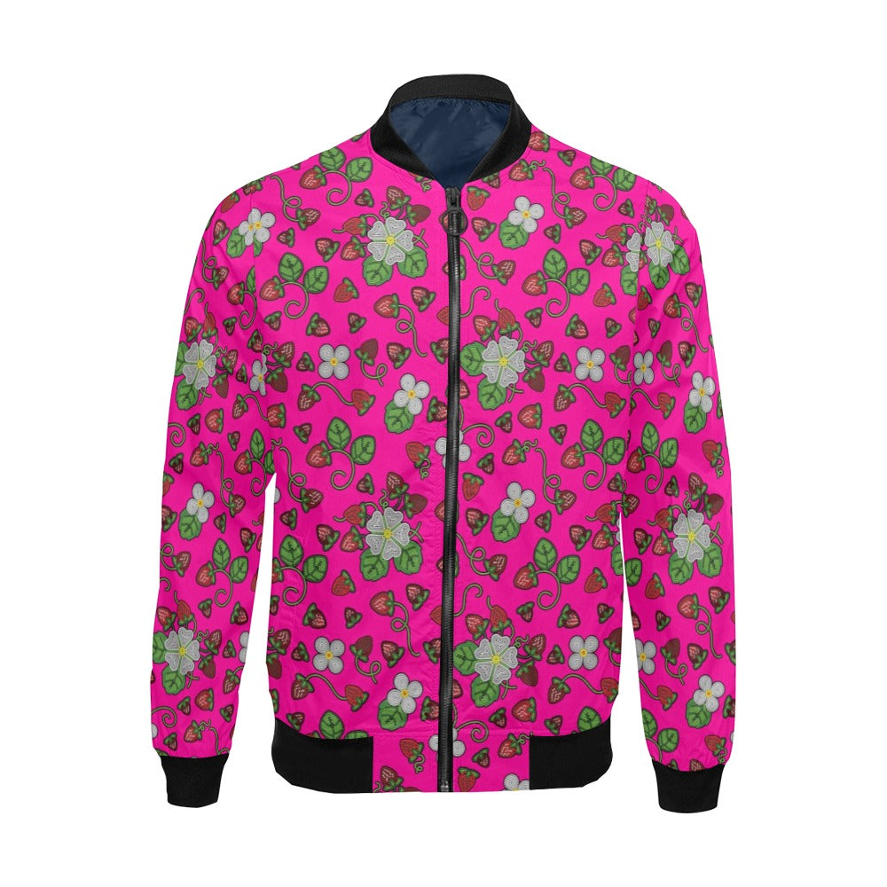 Strawberry Dreams Blush All Over Print Bomber Jacket for Men