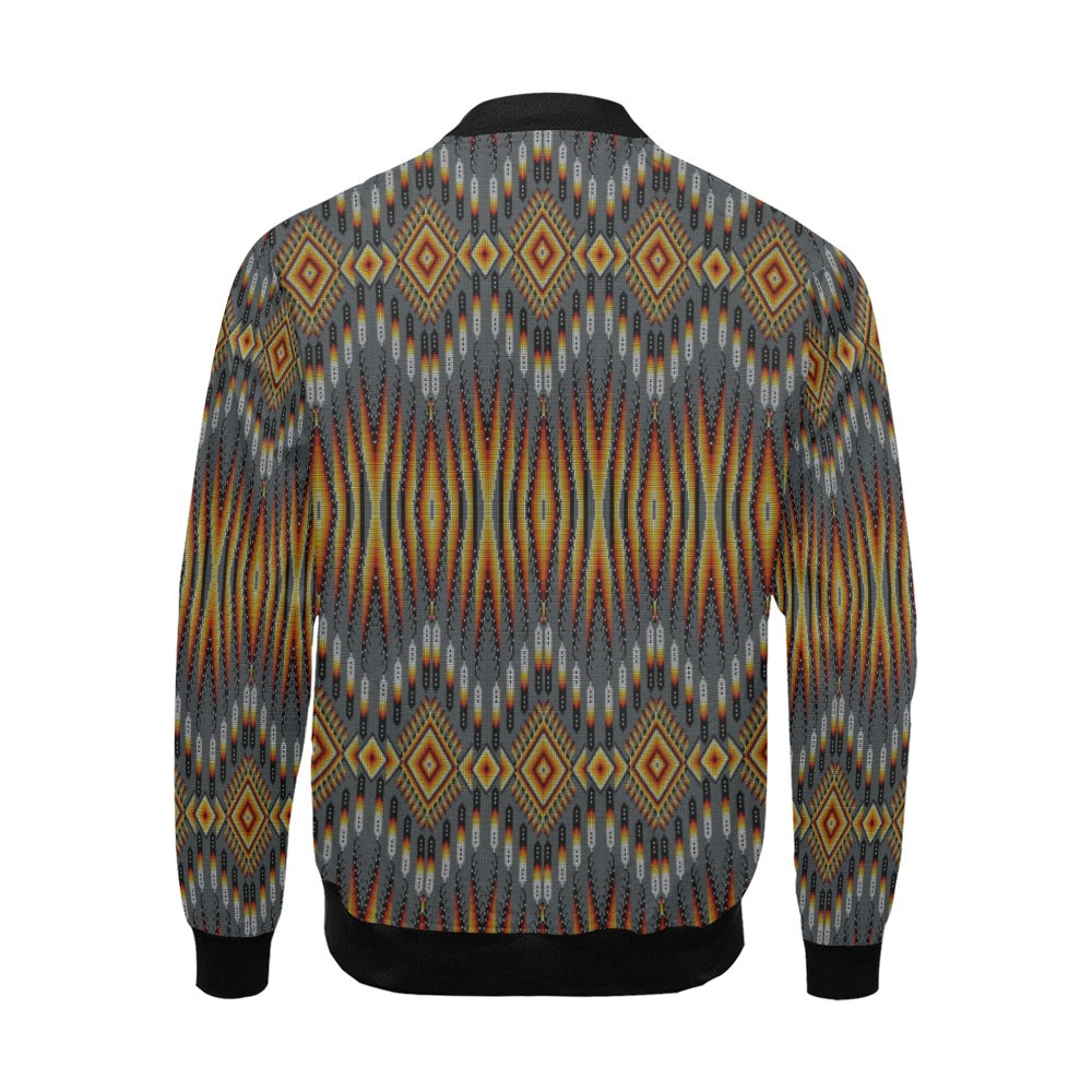 Fire Feather Grey All Over Print Bomber Jacket for Men
