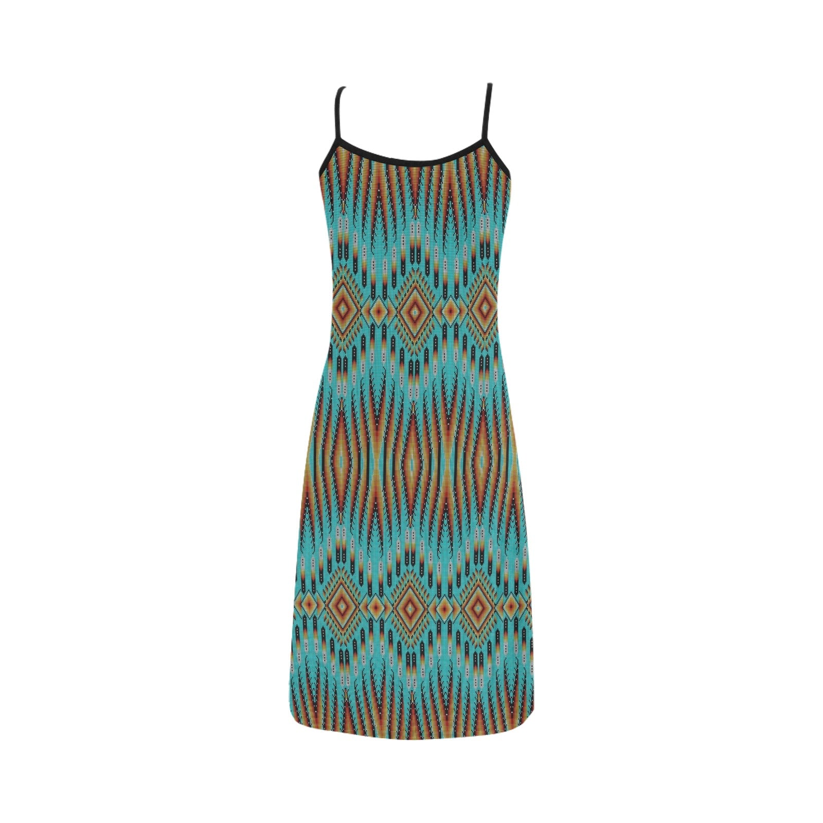 Fire Feather Turquoise Alcestis Slip Dress