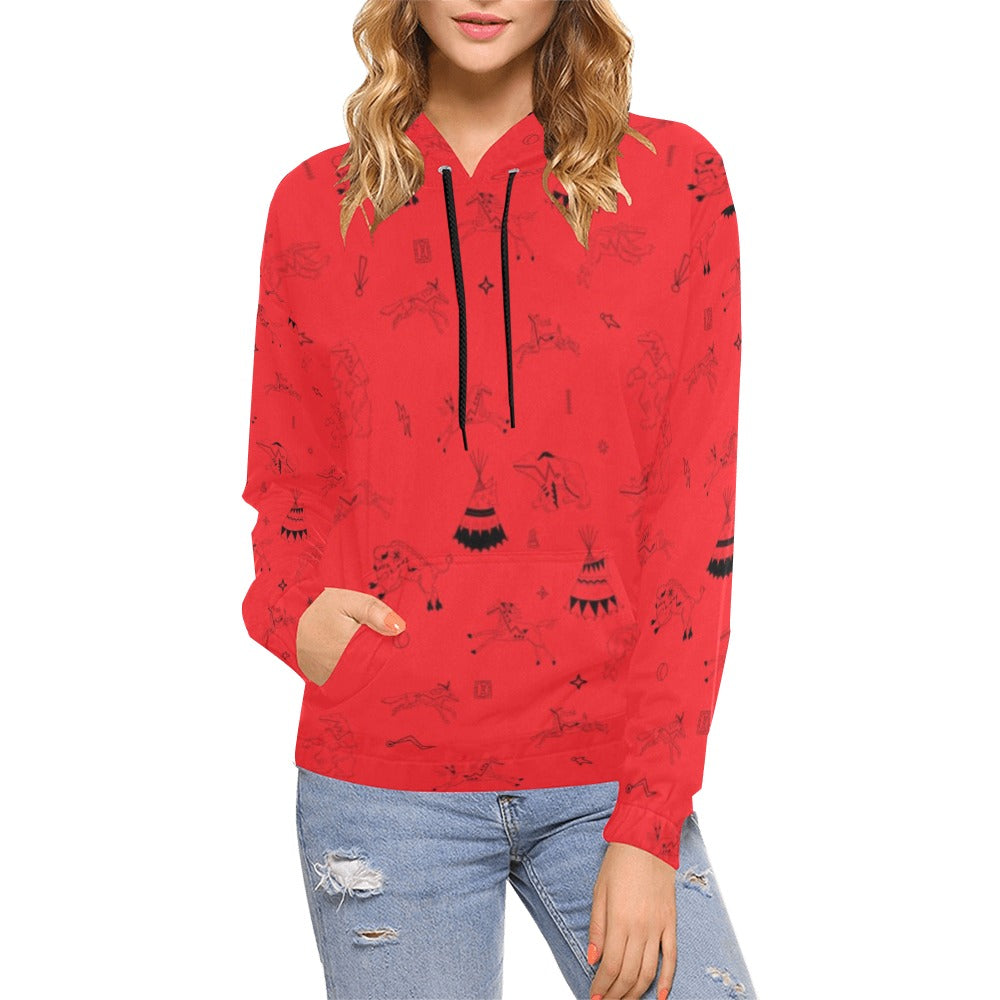 Ledger Dabbles Red Hoodie for Women (USA Size)
