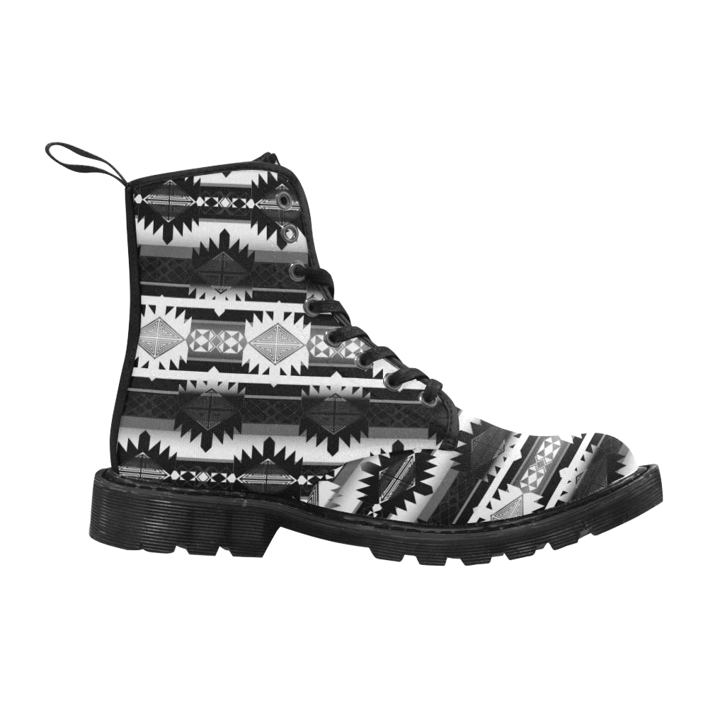 Okotoks Black and White Boots for Women (Black)