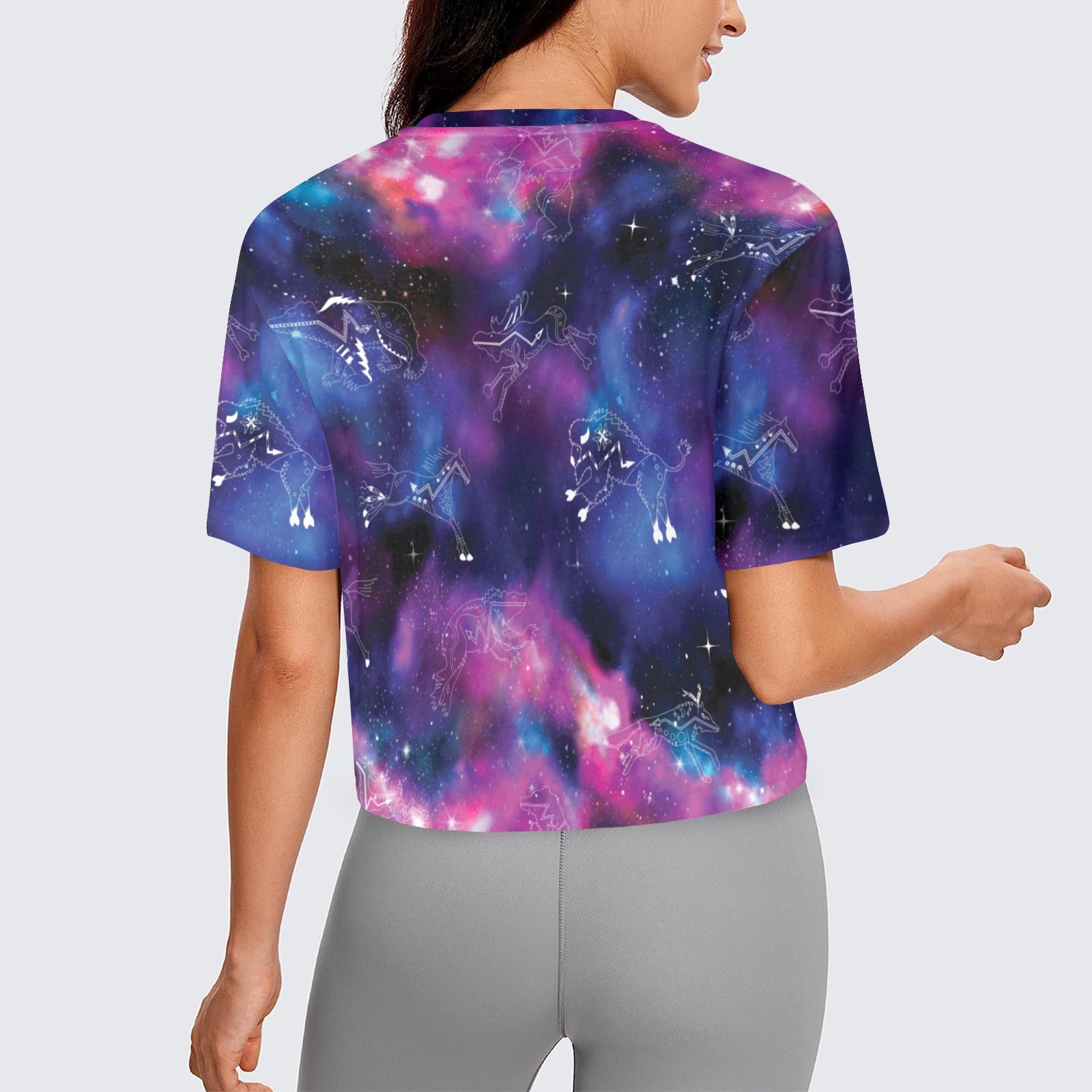 Animal Ancestors 1 Blue and Pink Women's Cropped T-shirt
