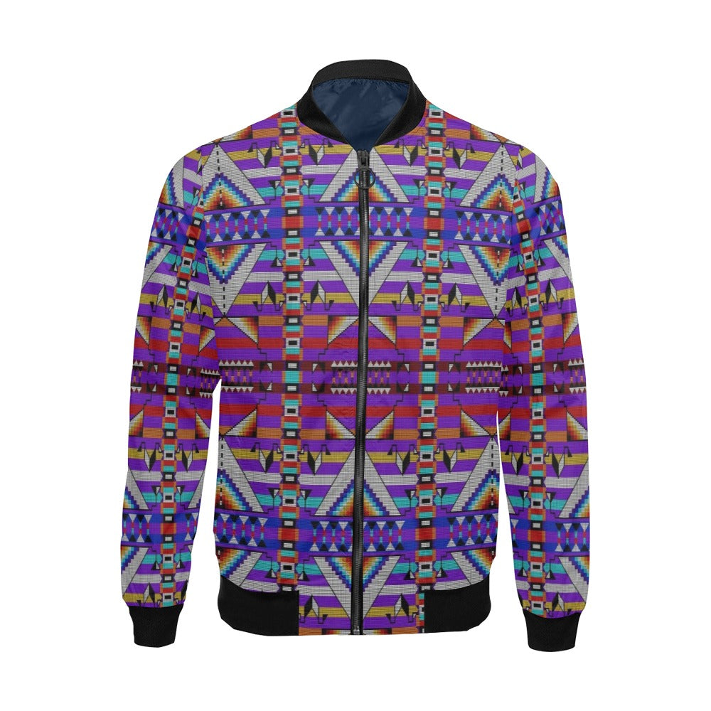 Medicine Blessing Purple All Over Print Bomber Jacket for Men