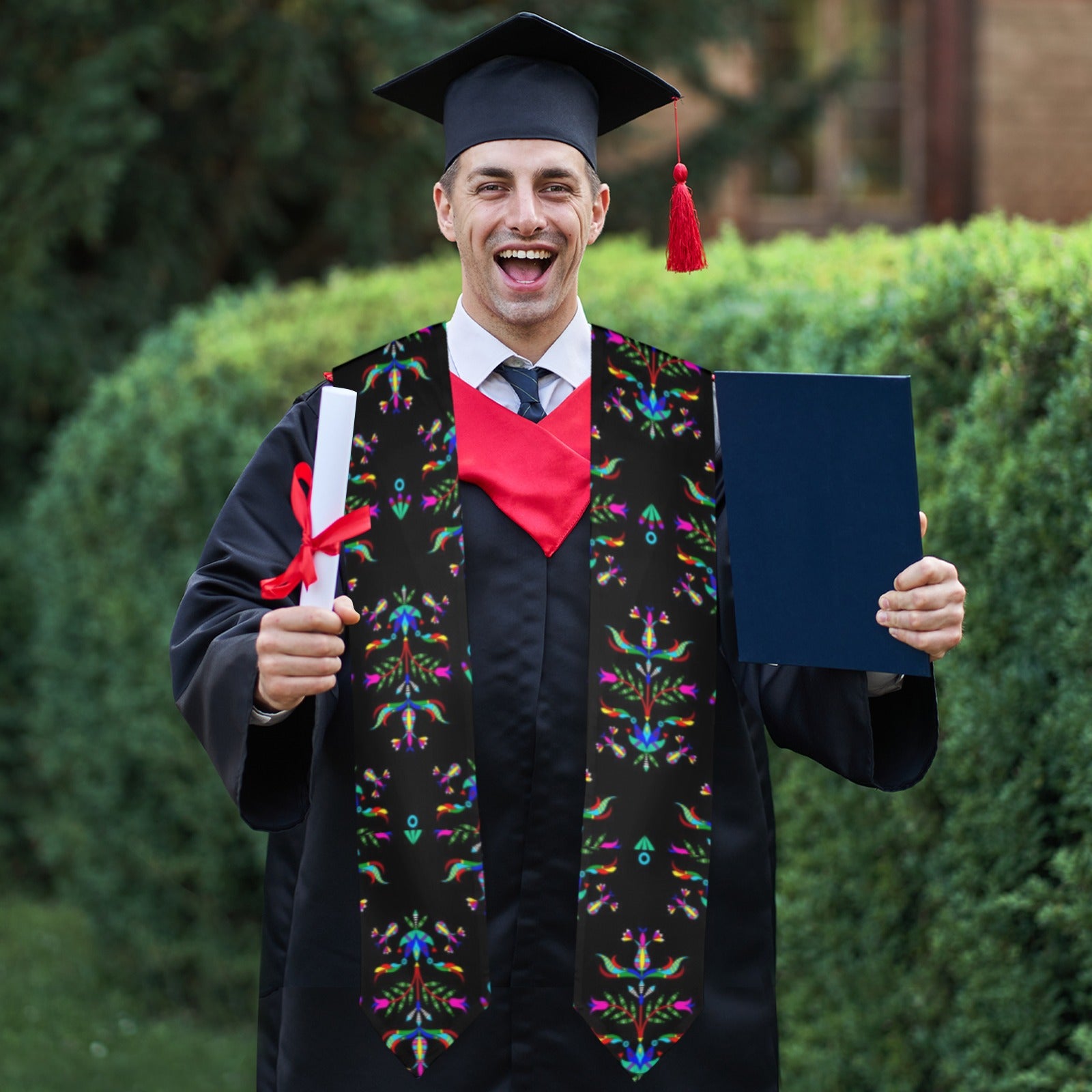 Dakota Damask Black Graduation Stole