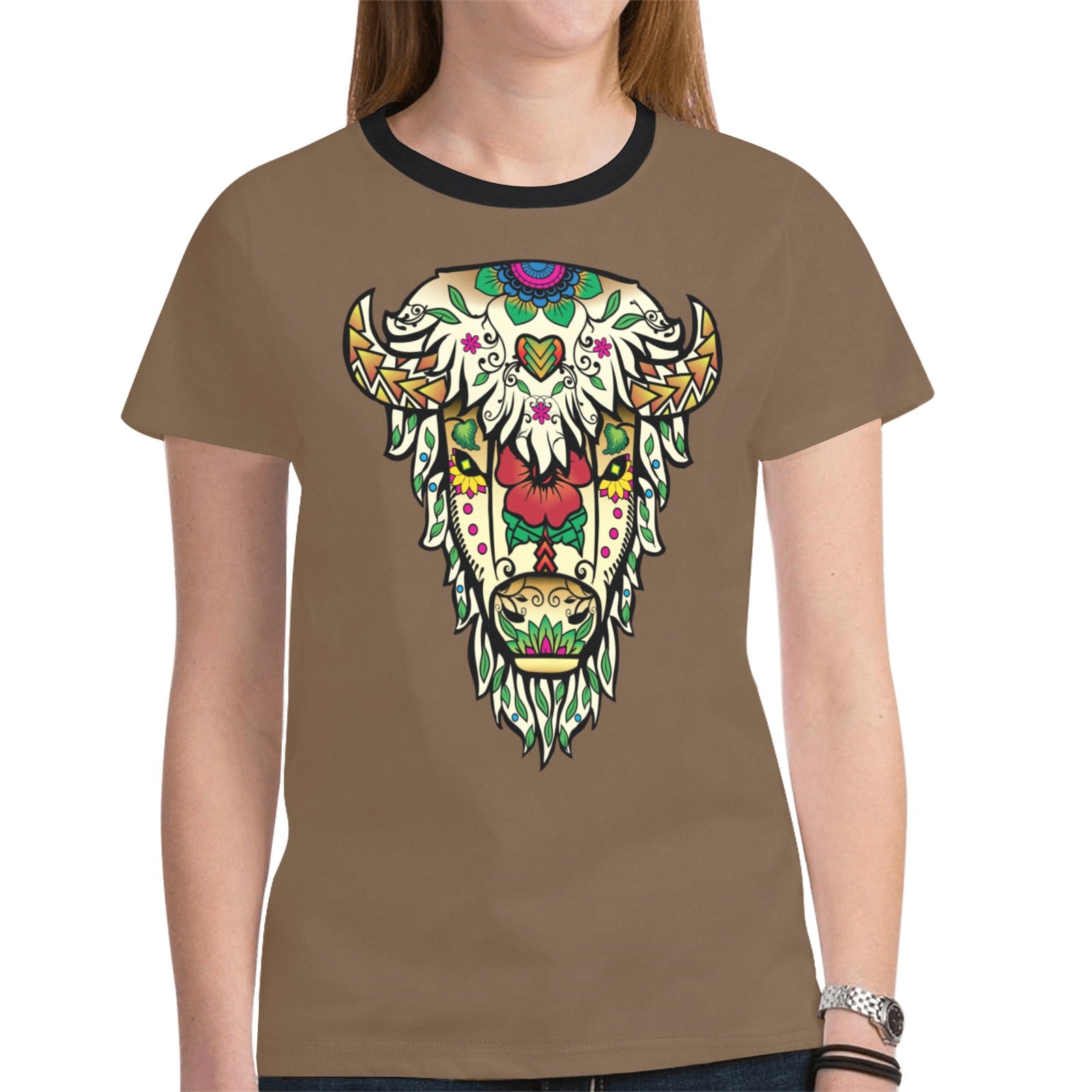 Buffalo Spirit Guide (Dark Brown) T-shirt for Women