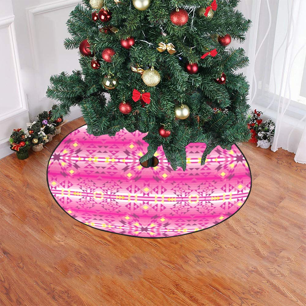 Pink Star Christmas Tree Skirt 47" x 47"