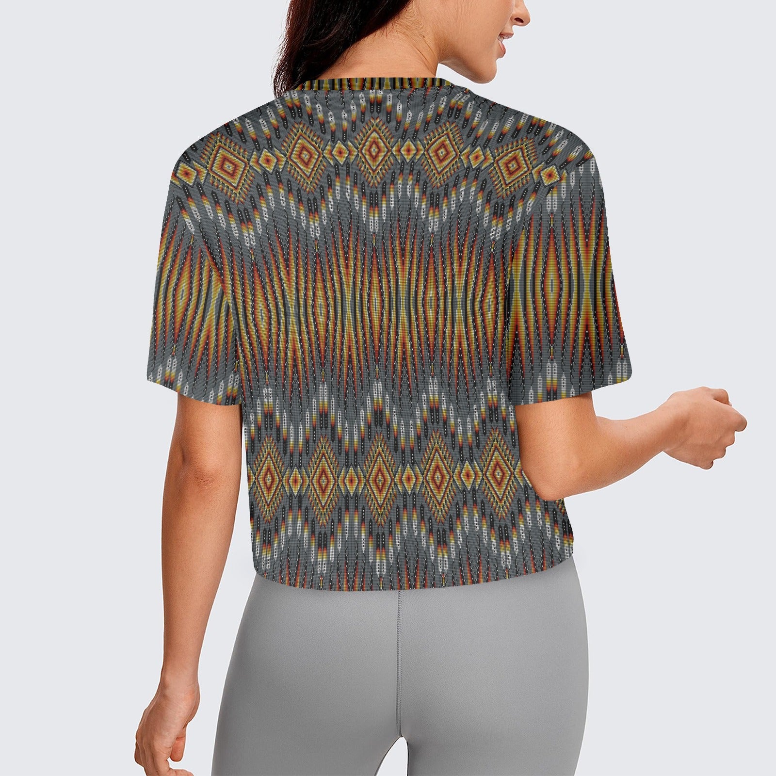 Fire Feather Grey Women's Cropped T-shirt