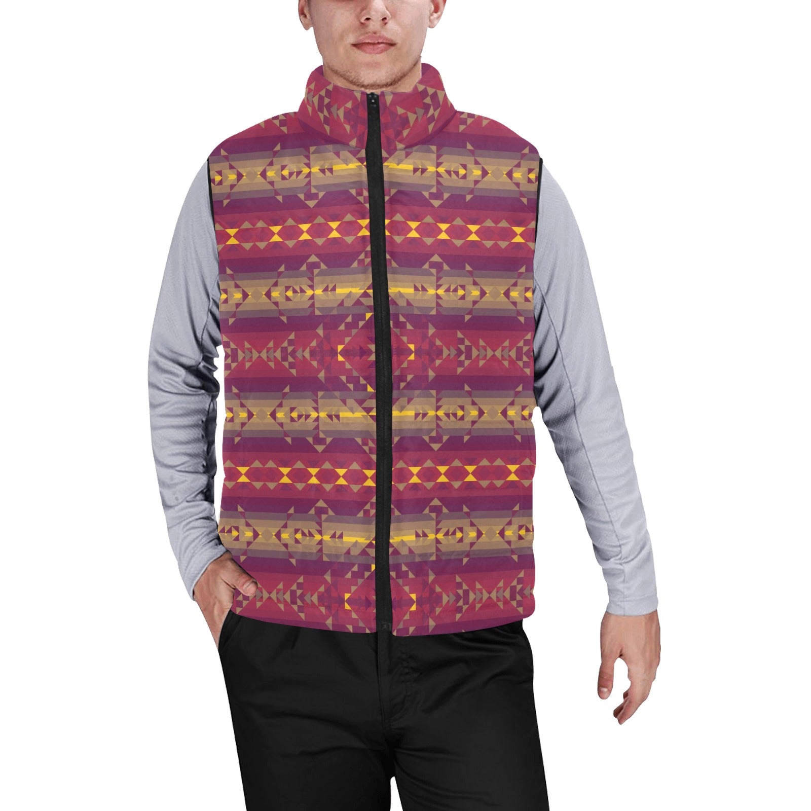 Gold Wool Men's Padded Vest Jacket