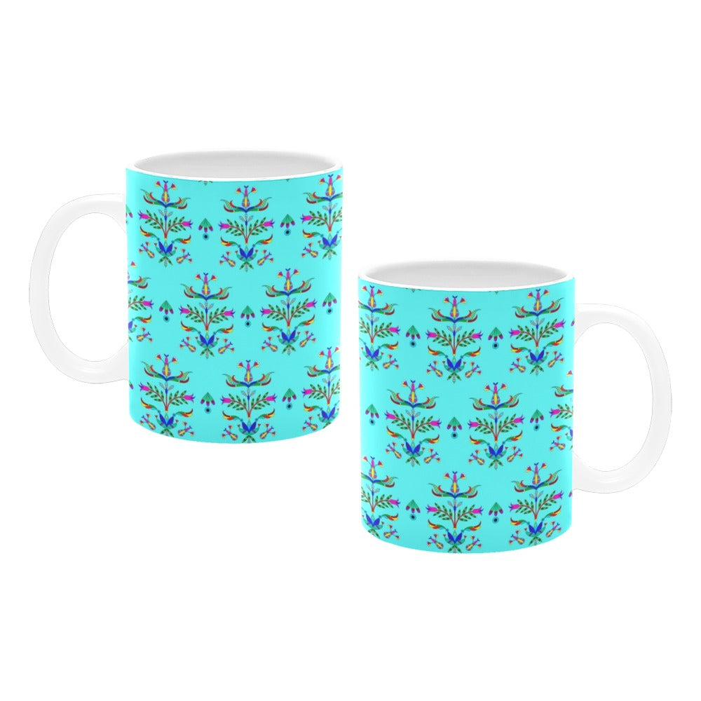 Dakota Damask Turquoise White Mug(11OZ)