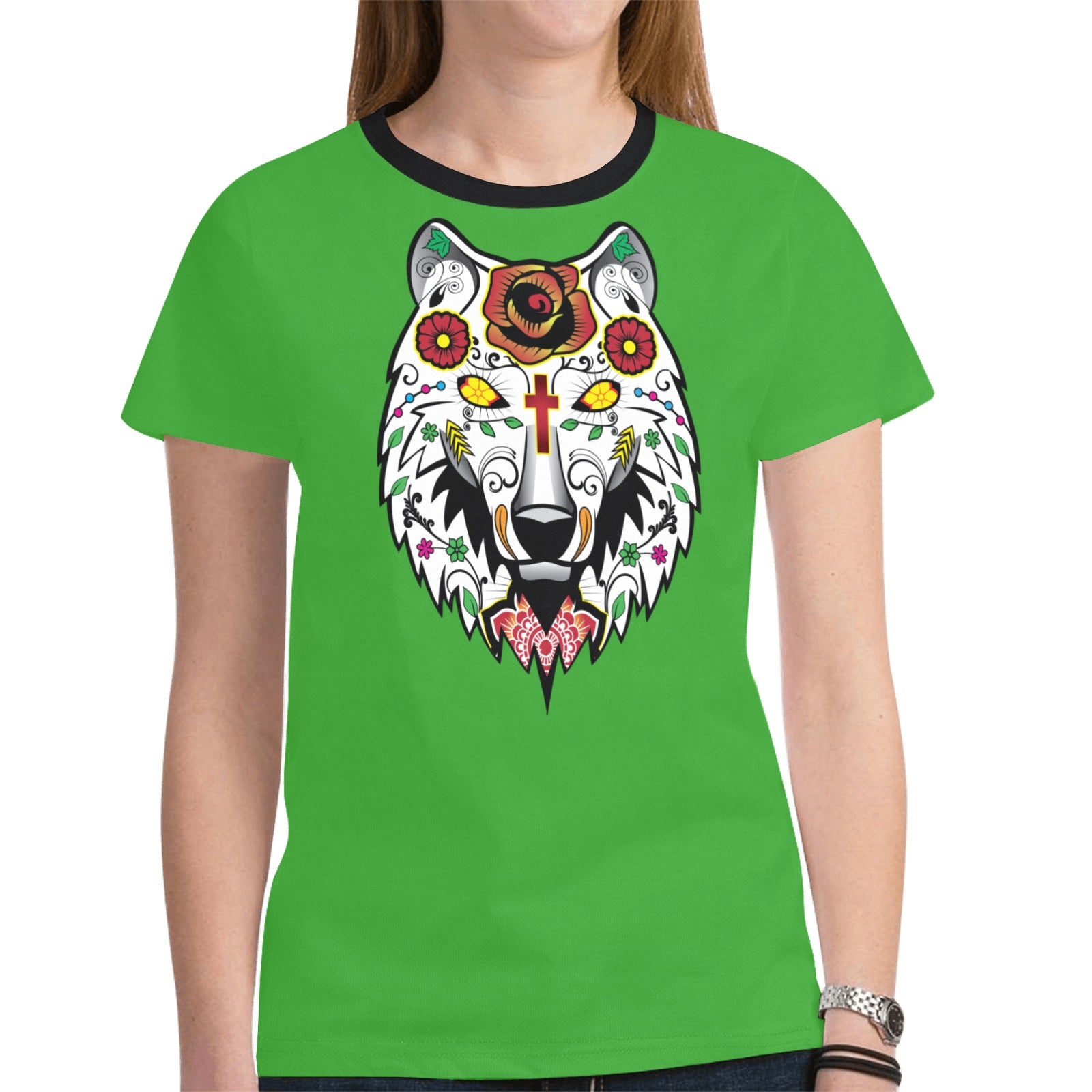 Wolf Spirit Guide (Green) T-shirt for Women