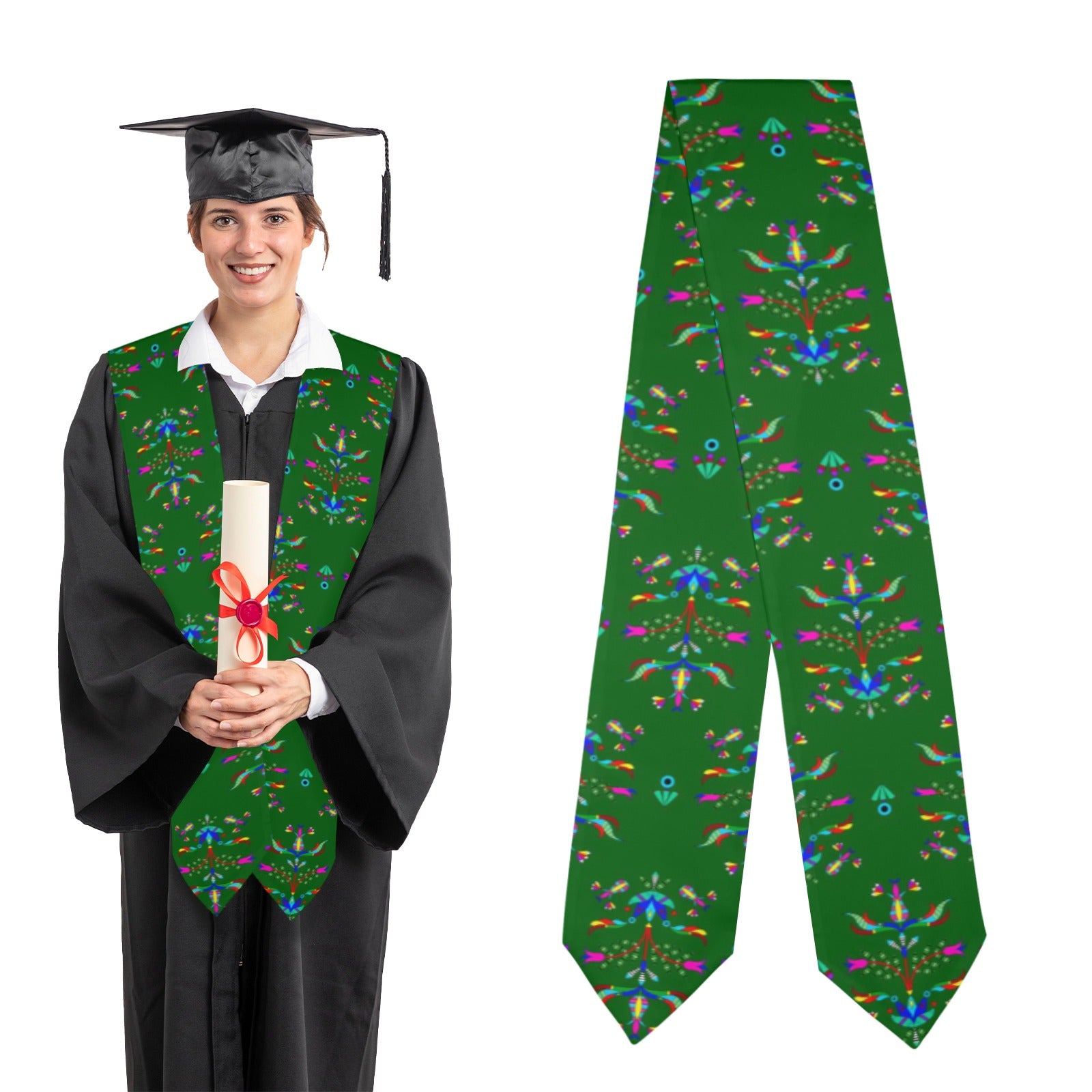 Dakota Damask Green Graduation Stole