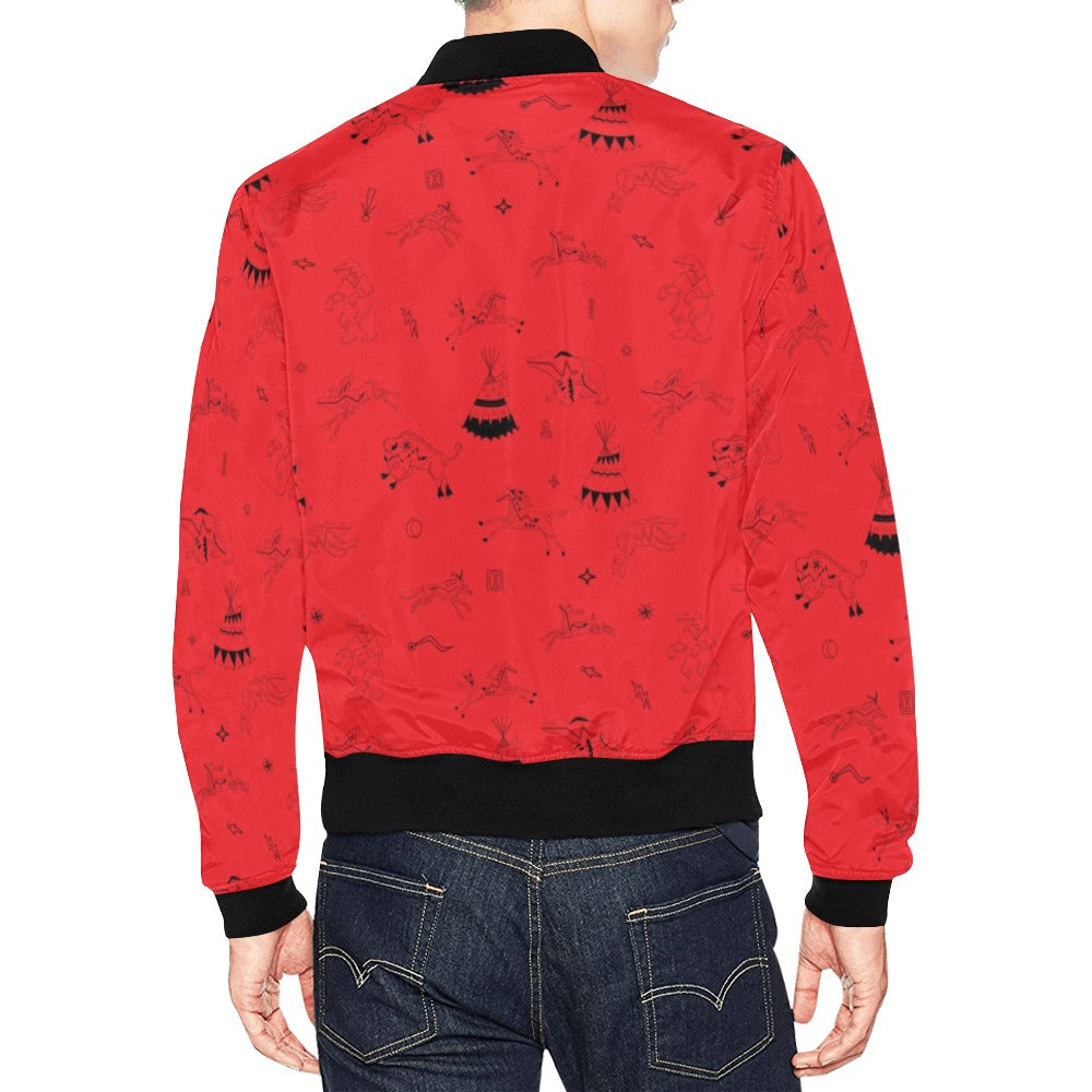 Ledger Dabbles Red Bomber Jacket for Men