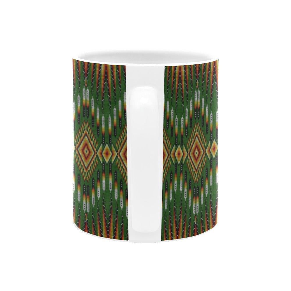 Fire Feather Green White Mug(11OZ)